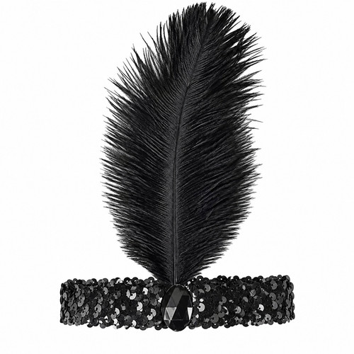 Black flapper headband - black,