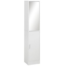 kleankin Tall Mirrored Bathroom Cabinet with Adjustable Shelf White