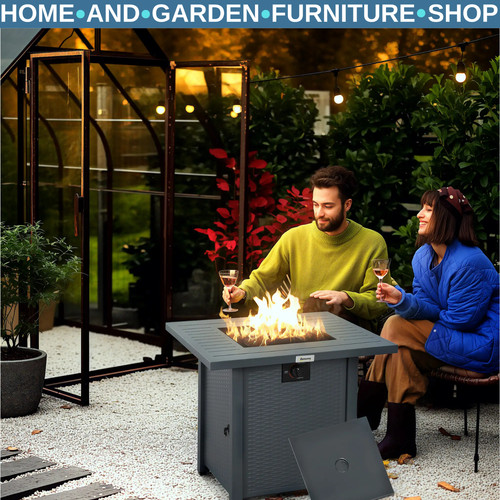 Rattan style gas fire pit - rattan,
