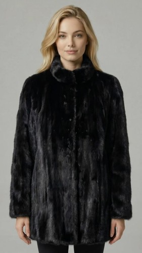 Real black mink fur - black,