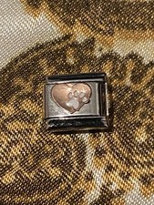 Rose Gold Dog Paw Print With Heart Italian Charm Fits 9mm Nomination Bracelet