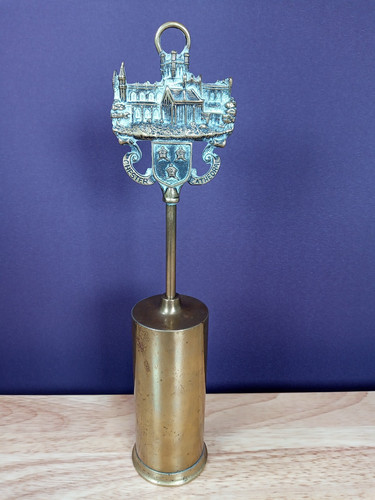 Brass fireside brush - brass, sliding