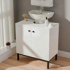Under Sink Cabinet Bathroom Basin Unit Cupboard Storage Furniture & Shelf White
