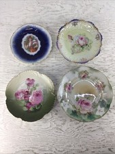 Lot of 4 antique (3 Bavarian) (1 German) China Plates saucers 7-8.5" NICE floral