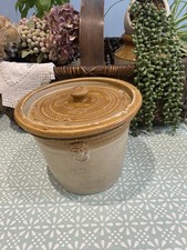 Large Antique Lidded Stoneware Pot Crock Jar 19th C 6lb Stunning