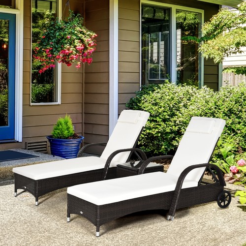 3pc rattan sun lounger wicker - 3pc,