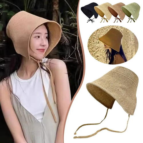 Linen straw regency bonnets - straw,