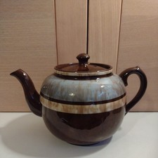 Sudlow's Burslem Large Blue And White Marbled Pattern Brown Betty 3 pint Teapot