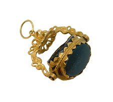 9ct Yellow Gold, Bloodstone, Onyx, Carnelian Spinner Fob Vintage Birmingham