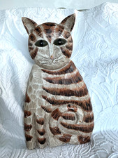 Large  Wooden Carved Cat By