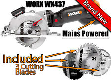 Circular Saw Compact Mains Powered + 3 Cutting Discs Worx WX437 XL 2m Cord 800W