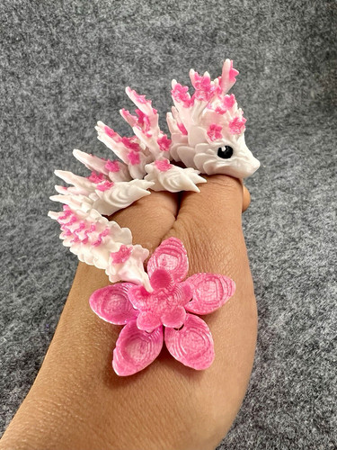 Pink white crystal dragon - white,
