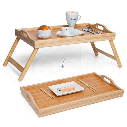 Bamboo wooden bed - wooden, tray