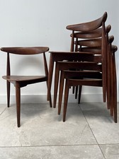 5 HANS WEGNER HEART CHAIRS FOR FRITZ HANSEN -vintage retro kitchen dining Danish
