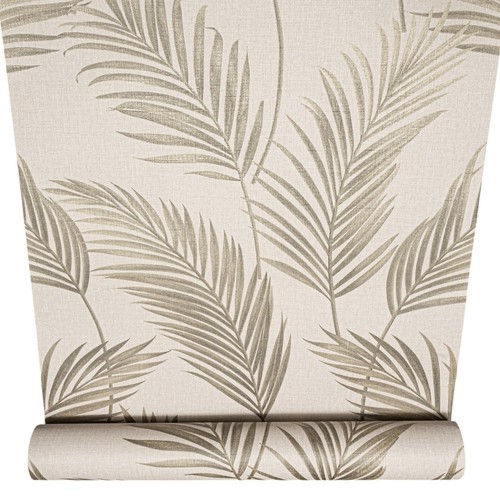 Beige taupe floral leaf - taupe,