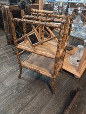 Antique Chinese Tortoise Bamboo Rattan Magazine Stand Rack Victorian