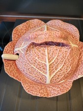Vintage Bordello Pinheiro Pink Cabbage Tureen Rare Portugal Damage