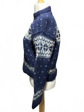 Blue and White Icelandic Patterned Wool Sweater