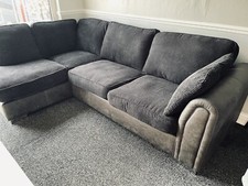 DFS Formal Back Right Hand Facing Open End Corner Sofa Black Charcoal