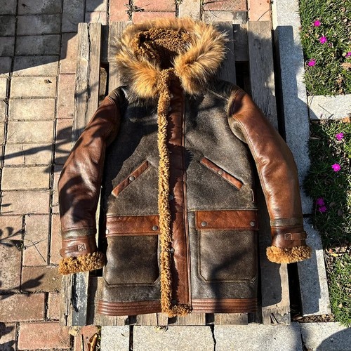 Mens aviator hooded long coat - mens,