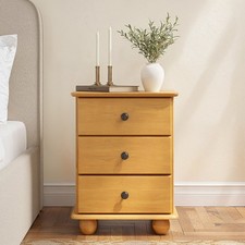 Pine 3 Drawer Bedside Table - Hampton HPT010