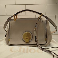 Chloé Indy Women's Leather & Suede Handbag/Shoulder Bag Grey/Beige Golden Trims