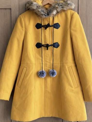 Yumi yellow hooded duffle coat - hooded,