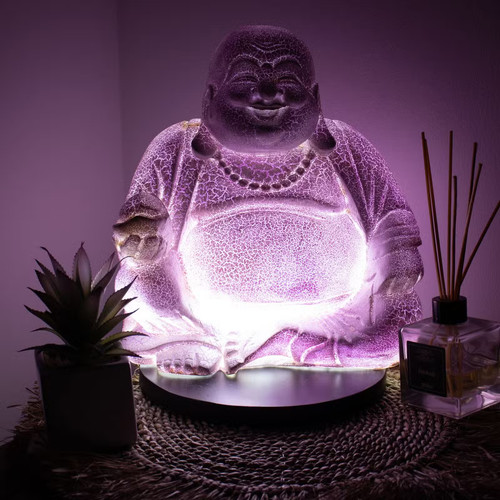 Laughing buddha lamp lavender - laughing,