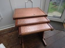 Retro Vintage G Plan Hammered Copper Top Nest Of Tables - Nesting Mid Century