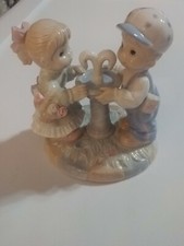 Vintage Porcelain BOY & GIRL FIGURINE at a Water Fountain