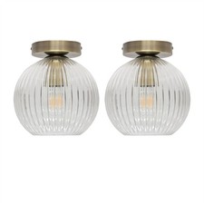 Set of 2 Ribbed Glass Antique