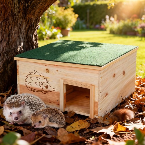 Wooden hedgehog house - hedgehog,