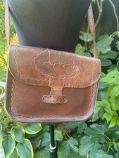 Vintage Hard Leather Cartridge Tooled Shoulder Bag