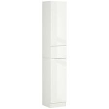 kleankin High Gloss Tall Bathroom Cabinet with Adjustable Shelves White