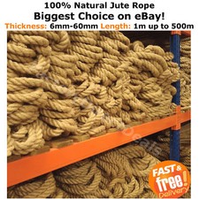 32mm 100% Natural Jute Hessian Rope Twine Decorative Garden Decking Hand Rail