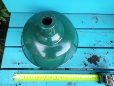 Vintage 1950s/60s Green And White Enamel Factory Lamp Shade