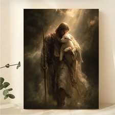 The Good Shepherd Canvas Wall Art, Jesus Christian Poster,Catholic Home Decor