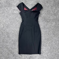 Ted Baker Womens Fitted Midi Dress Size 8 UK S Black Cap Sleeve Party Cocktail