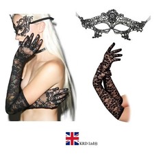 Black Lace Gloves Set -