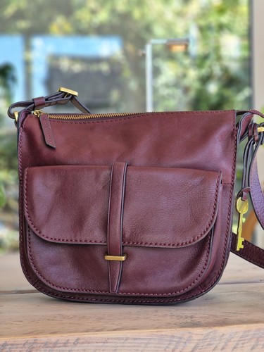 Fossil burgundy leather - burgundy,