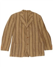 MADISON Mens 3 Button Blazer Jacket UK 38 Medium Beige Striped DG06