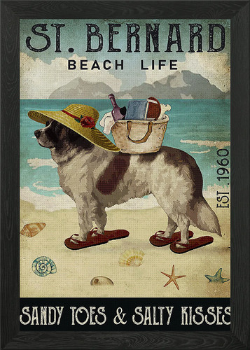 Bernard dog framed - dog, art