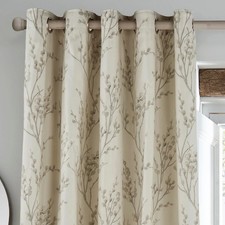 Laura Ashley Pussy Willow Pair Lined Eyelet Curtains, Off-white/D W168 Drop183cm