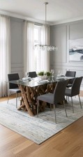 Driftwood Glass Dining Table 6-8 Seater With Real Tree Roots As Base Rrp £1850