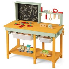 COSTWAY Kids Wooden Toy Workbench Toddlers Deluxe Construction Bench Toy