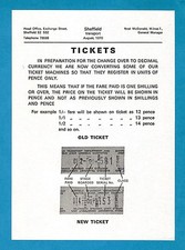 Sheffield Transport Leaflet - Tickets - Setright Machine Decimal Conversion 1970