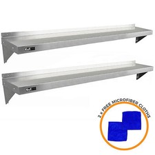 2 x  Stainless Steel Shelves Commercial Catering Kitchen Wall Shelf Metal 1940mm