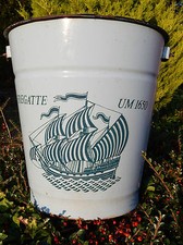 UNUSUAL LARGE ENAMEL BUCKET IN