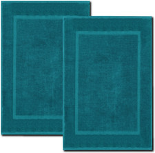 2 X Large Bath Mats Cotton Luxury Rug Non Slip Absorbent Bathroom Toilet Mat Set