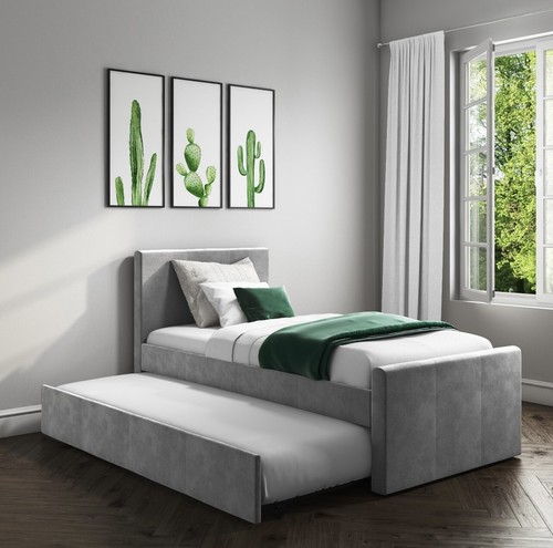 Grey velvet guest - guest, bed
